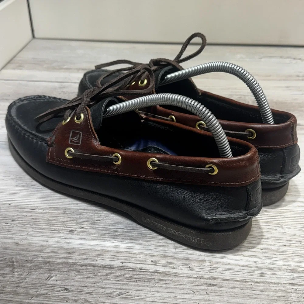 Sperry Top-Sider Men's Original 2 Eye Boat Shoe Black/Amaretto Leather Size 9.5M